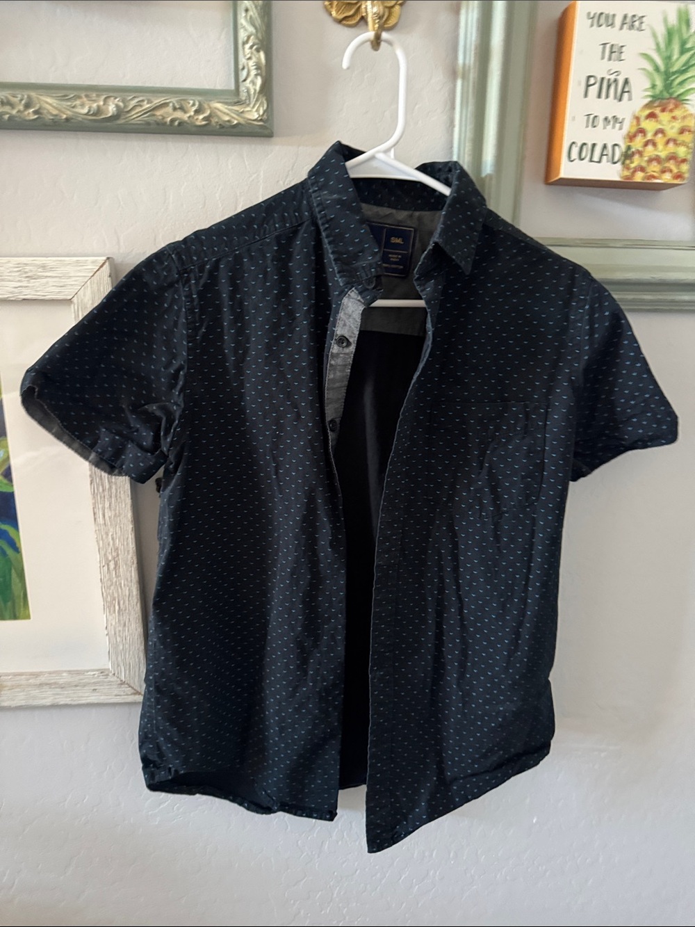 Rugby Short-Sleeve Black Dot Print Button-Down Shirt